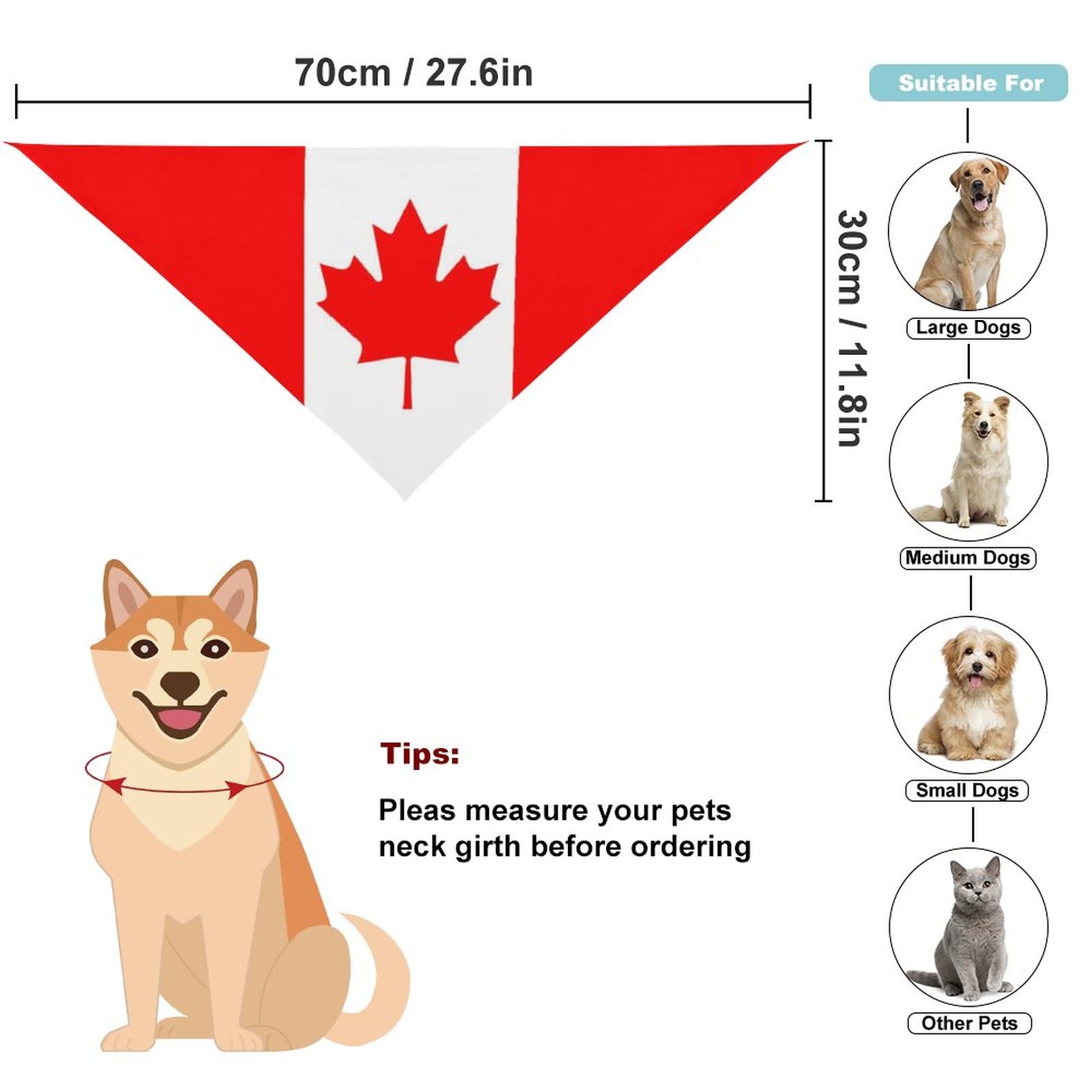 Canada Flag Dog Bandanas Triangle Dog Bibs Cute Pet Scarf Kerchief