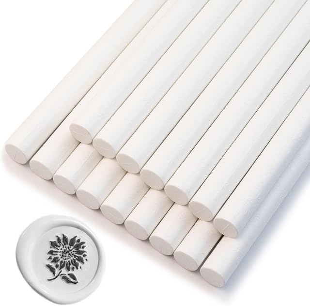 Wax Des bâtons de phoque, Ioggtser 16 pièces Glue Gun Seal Sticks pour le sceau de cire, Stick de cire d'étanchéité pour faire Exquisite Seals pour les invitations de mariage, cartes, enveloppes (blanc pur)