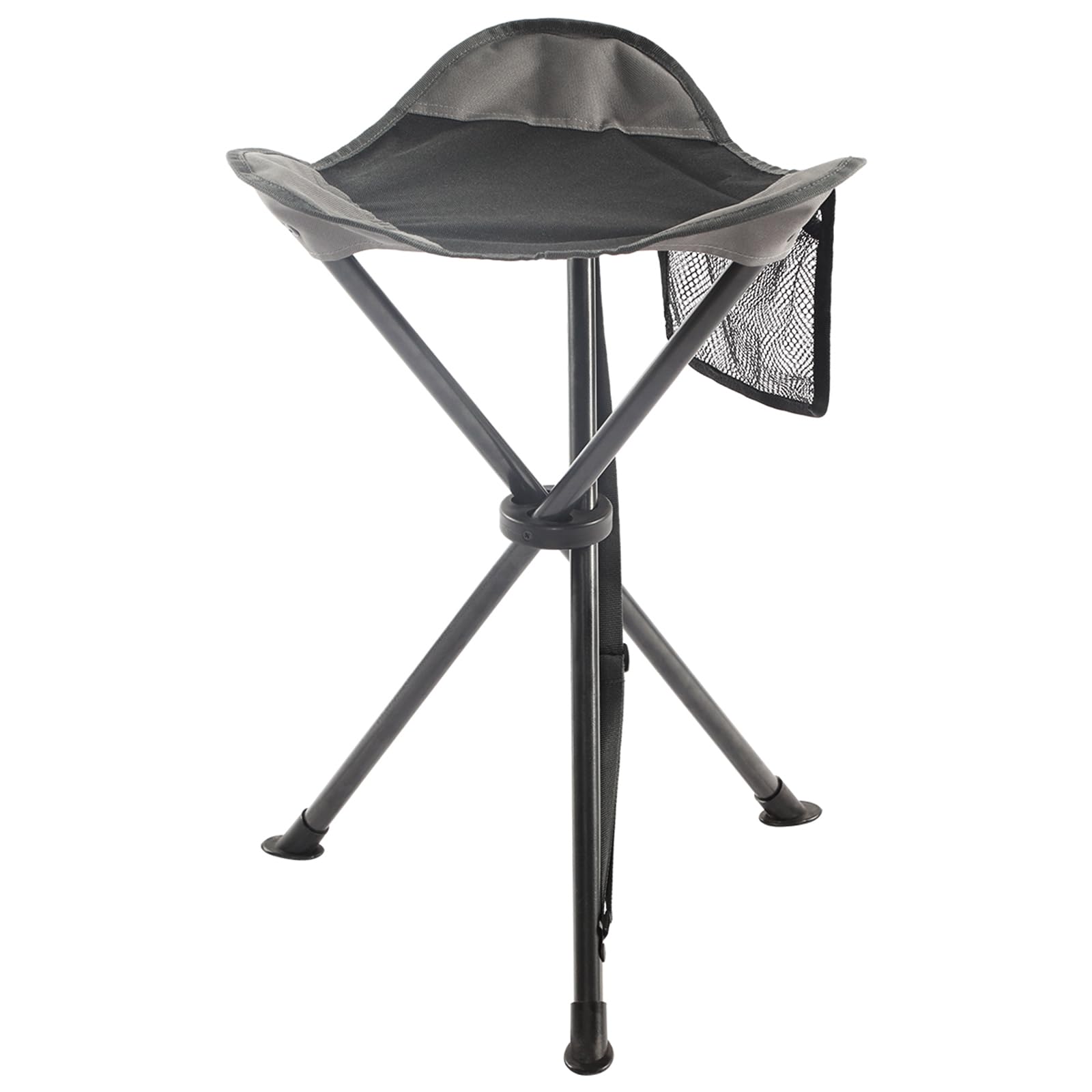 Portal Klapphocker Faltbar mit Seitentasche Dreibeinhocker Ultraleicht Tragbarer Angelstuhl 53.3cm Hoch 102KG Belastbar Campinghocker mit Seitentasche für Angeln Camping Wandern Schwarz