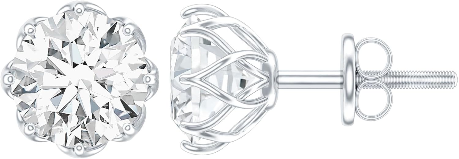 Certified 1.9 Carat Brilliant Cut Moissanite Stud Earrings in Silver, D-Vs1 Quality - Gift For Women Who Has Everything