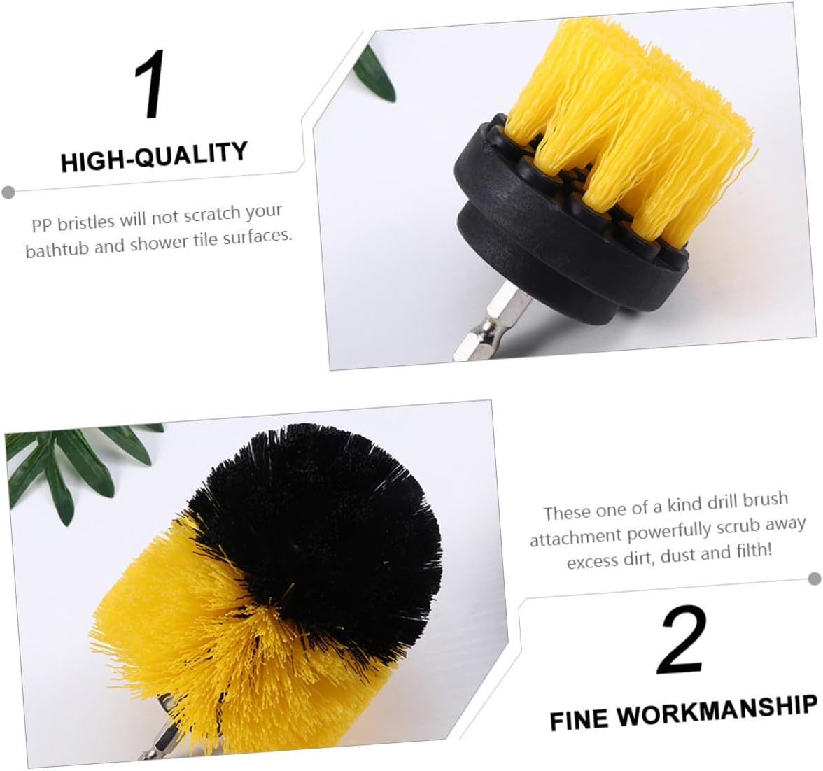 ORFOFE 9pcs Drill Brush Attachment Set Car Care Detail Brushes for Automotive Interior Exterior with Power Scrubber Compatibility and Yellow Bristles