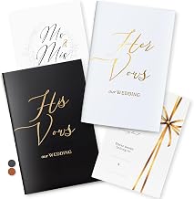 molekaus Elegant Vow Books His and Hers with Gold Foil Lettering, 2 Pack Perfectly Wedding Vow Books for 28 Lined Pages, Wedding Registry Ideas 6 x 4 Inch, Minimalist Booklet Gift for Bride and Groom