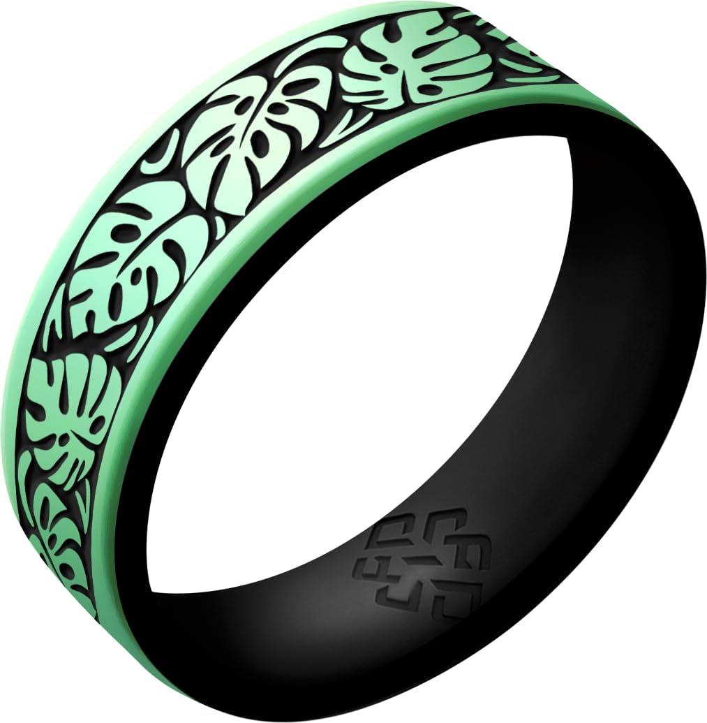 Knot Theory Monstera Silicone Ring for Women - Antique Gold, Enchanted Green, Emerald Green Breathable Dual Layer Comfort Fit 6mm Bandwidth