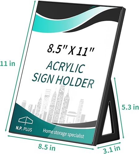Miniatura 3 de NPPLUS Soporte acrílico para letreros de 8.5 x 11 pulgadas, soporte de letrero inclinado para exhibición, marcos de papel de plástico para volante