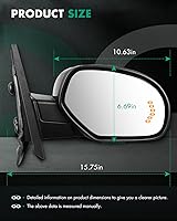 Vista 3 de SCITOO Espejos de visión lateral aptos para Chevy 2007-2013 para GMC Avalanche Silverado 1500 Suburban 1500 Suburban 1500 con flecha ámbar señal