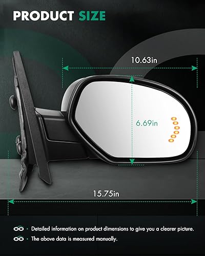 Miniatura 3 de SCITOO Espejos de visión lateral aptos para Chevy 2007-2013 para GMC Avalanche Silverado 1500 Suburban 1500 Suburban 1500 con flecha ámbar señal de
