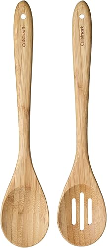 Cuisinart Green Gourmet - Cucharas sólidas y ranuradas de bambú, paquete de 2