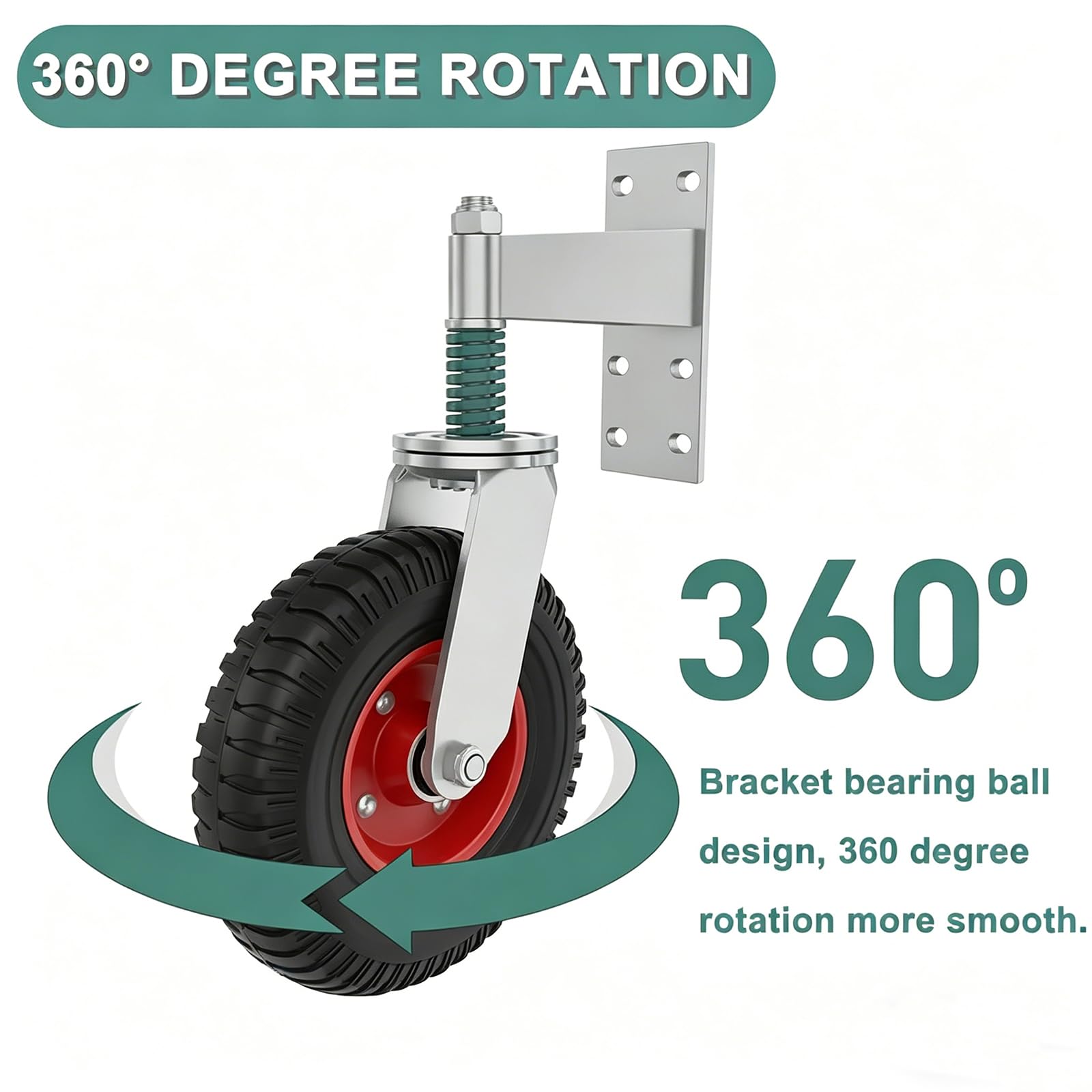 NEWFUN Rolki do bram zewnętrznych, nośność 150 kg, wysoka wytrzymałość, obracane o 360° kółka do bram drewnianych, ogrodzeń i bram metalowych (czerwone, 200 mm)