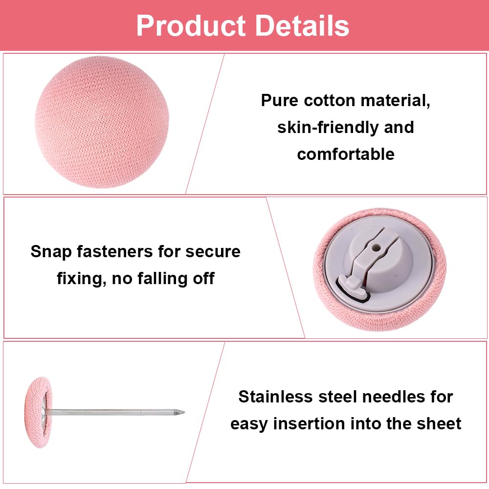 Bettdeckenhalter 20 Stück - Anti-Rutsch Clips, Rosa, Mit Knopfverschluss