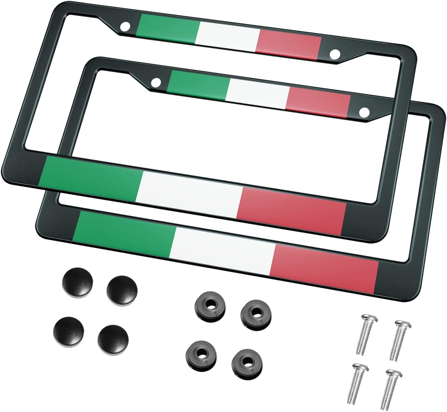HOSNYE Italian Flag Background License Plate Frame Black 2