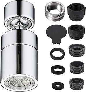 MEDILOE Faucet Aerator, 360° Rotary Kitchen Tap Spray Head, Kitchen Faucet Aerator with Nozzl Adapter Tap Aerator, Tap Attachment Sink Kitchen Bathroom Shower - Blcak Accessories