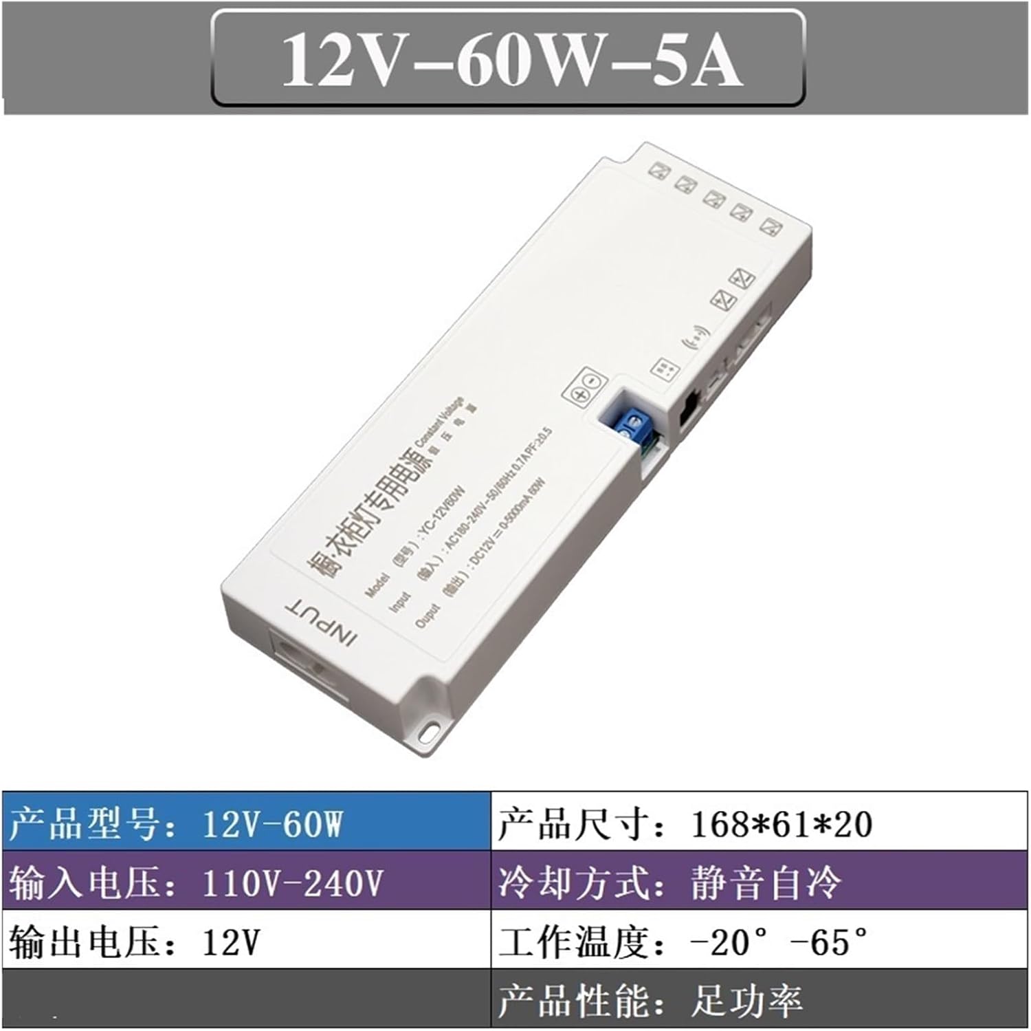 Led Cabinet Light Wardrobe Light 12v Enough Power Switch Power Supply Light with Light bar Wine Cabinet 36w60w100w Transformer(12V-36W Output 7 Ports)