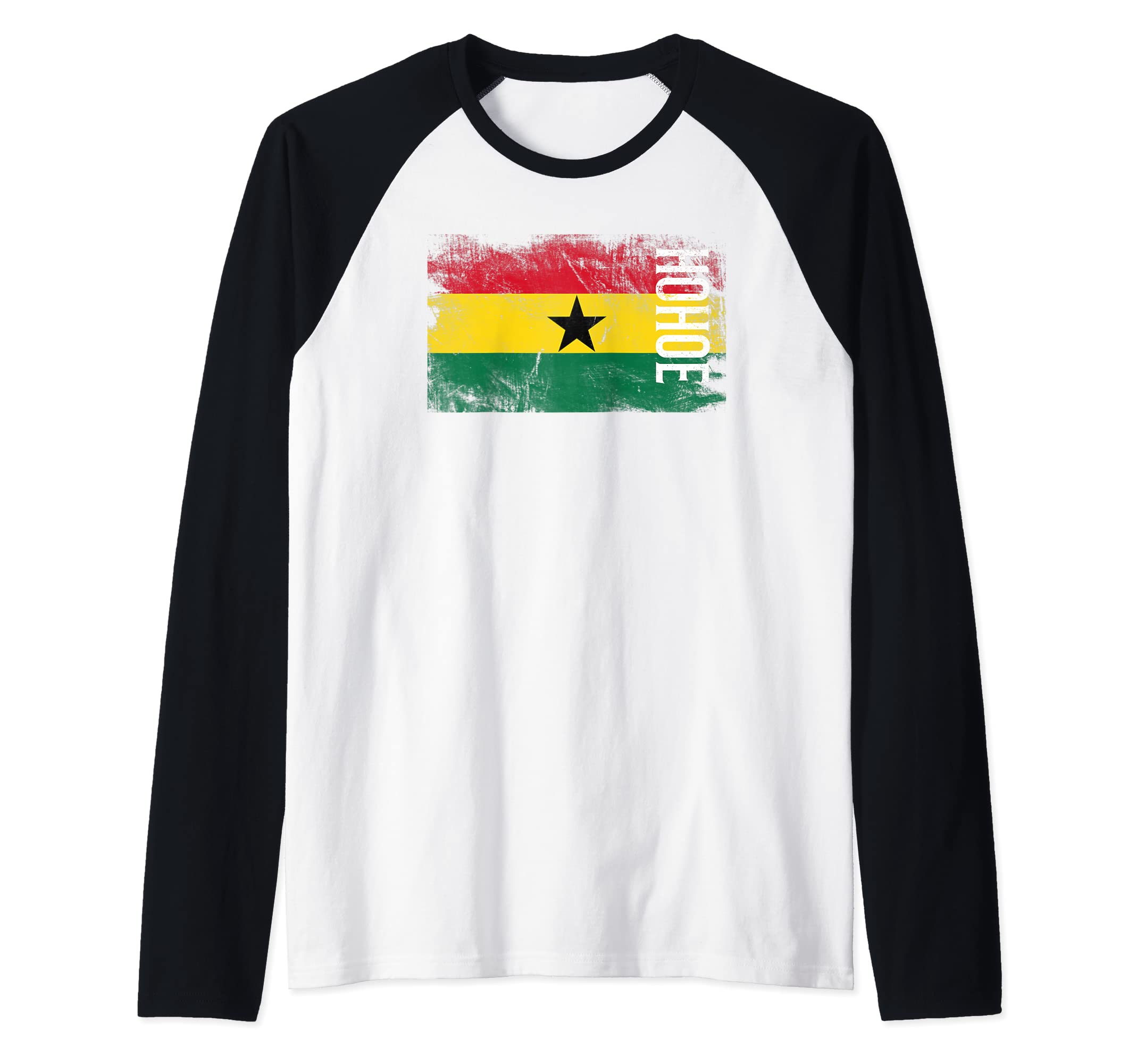 Hohoe Ghana Flag Shirt For Ghanaians Men, Women, Kids Raglan Baseball Tee
