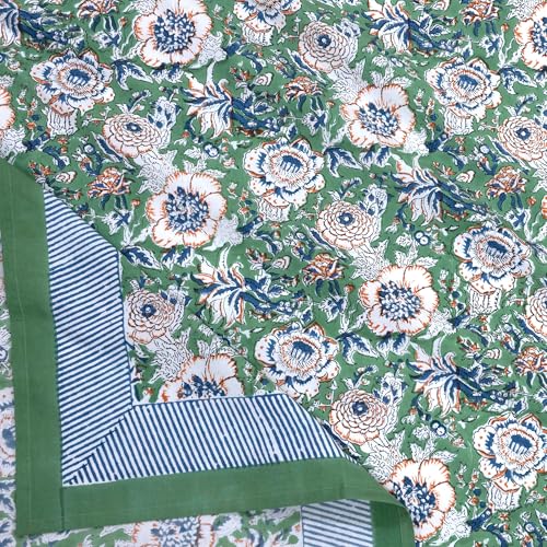 Image of TOAI Hand Block Printed Bedsheet | Bed Sheet Flatsheet| Pure Cotton | Single Bed Size 60 inchx90 inch | 300 TC Long Staple Cotton | 1 Reversible Pillow Cover |Messy Garden