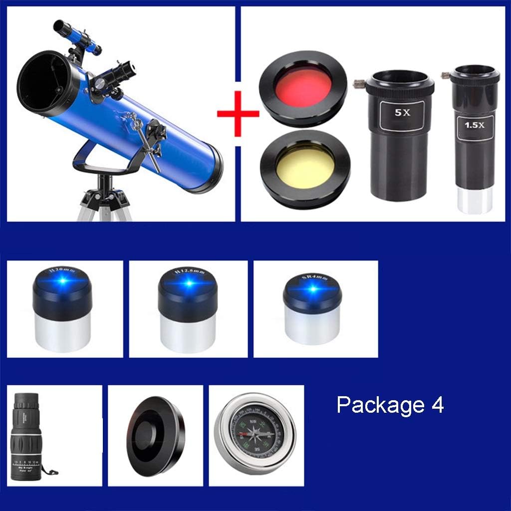 Beginner Astronomy Telescope for Kids & Adults with Adjustable Tripod,114mm Large Diameter,Portable Travel Astronomy Telescope Gifts for Adult Students and Children (Color : Package 4)