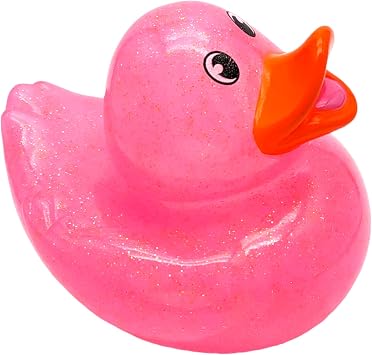 Large 6" Tall Glitter Rubber Duckies Available in Pink, Blue, Green, Orange, Yellow, Red Collectable Colorful Ducks Great for Dacking Dash Display and Bath Play Pink