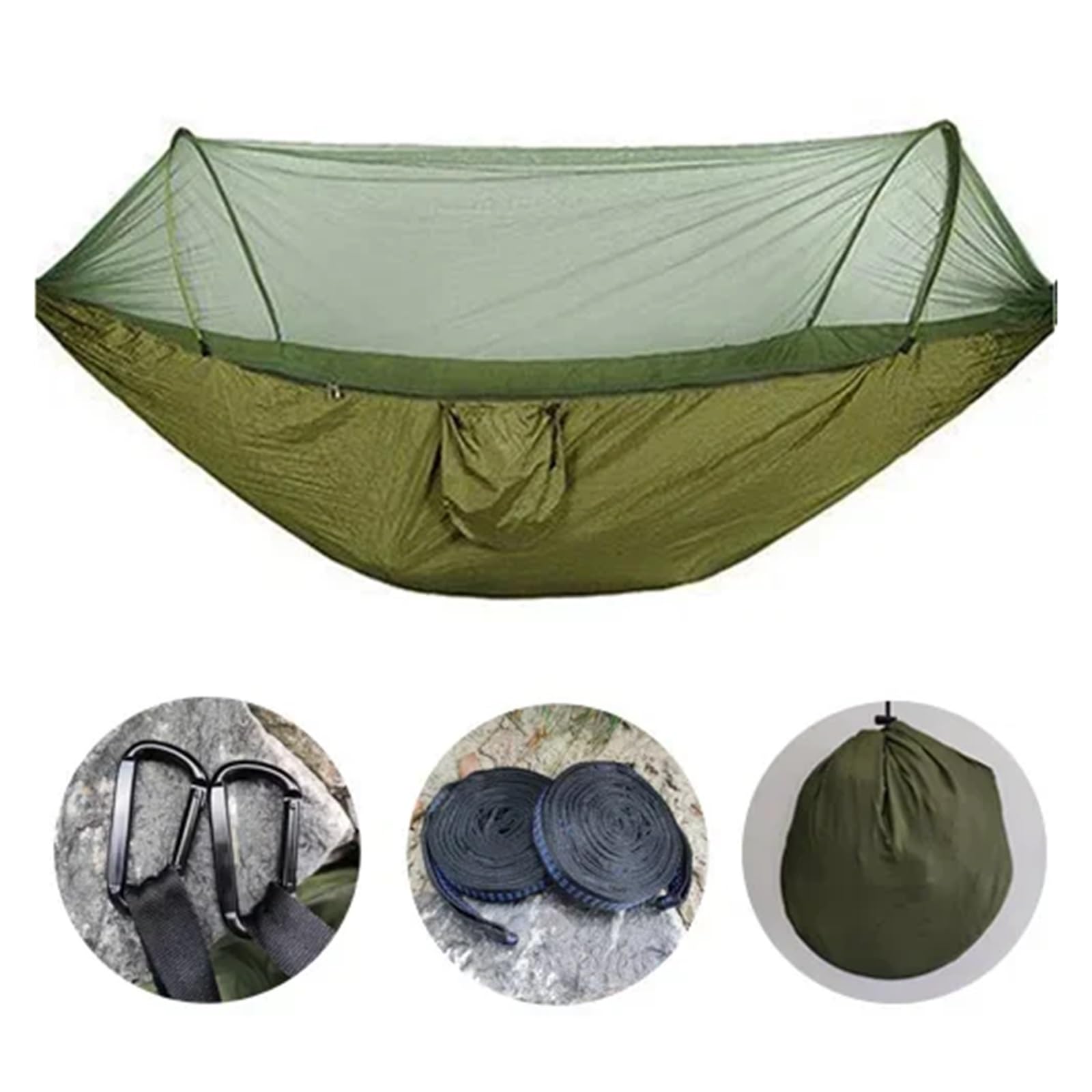 260x140cm Outdoor Double Camping Hammock with Net and Rain Fly Tarp Lightweight Parachute Hammocks for Travel Hiking(Color-2)