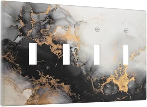 Miniatura 50 de Cubierta de Placa de Pared de 2 Pandillas de Mármol Abstracto, Placa Frontal de Interruptor de Luz Eléctrico Decorativa en Azul Marino y Oro