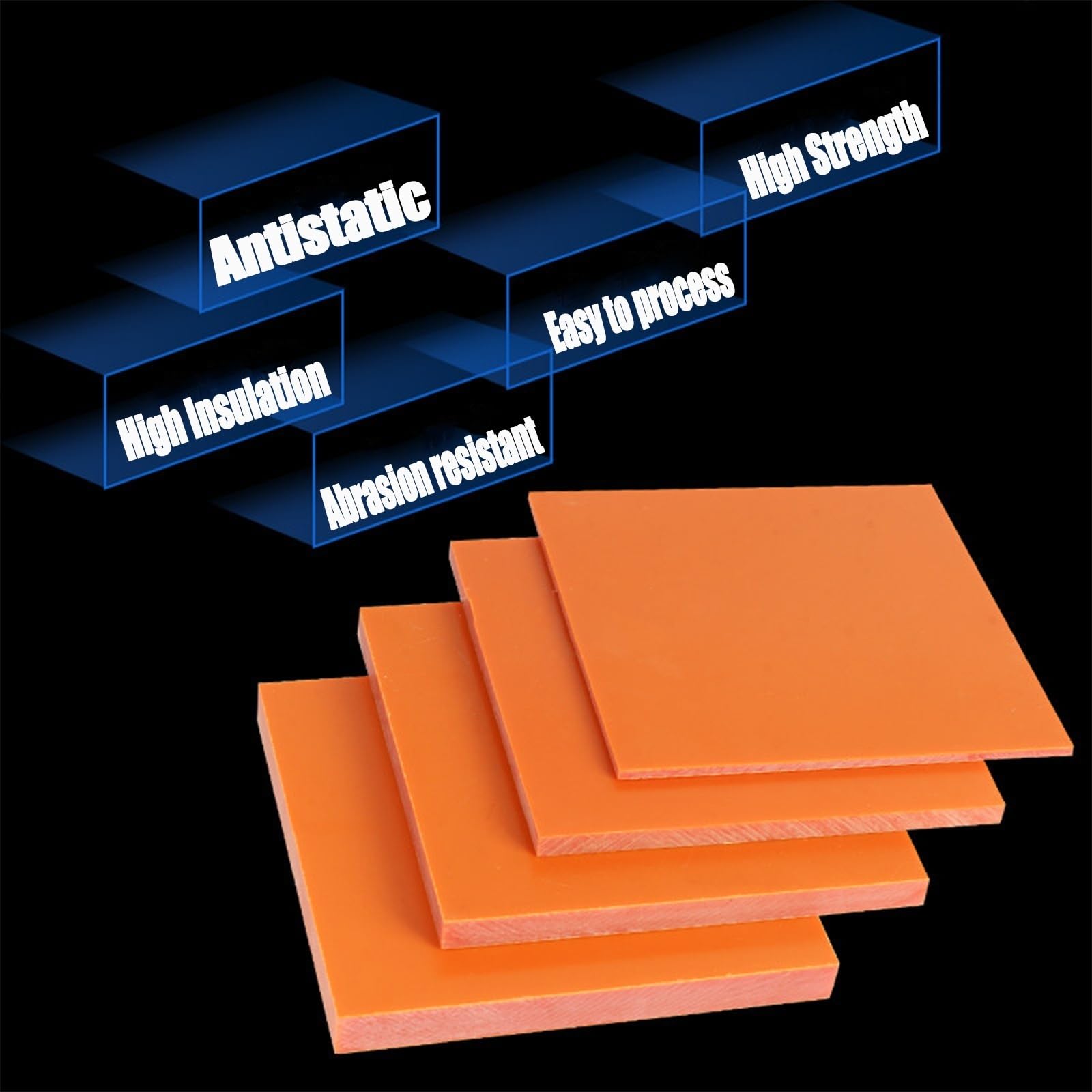1 láminas de baquelita 200x100mm, grosor 2-30mm, panel laminado de resina fenólica de alta resistencia, placa aislante eléctrica para manualidades, mecanizado CNC y prototipos(Orange,200x100x15mm)