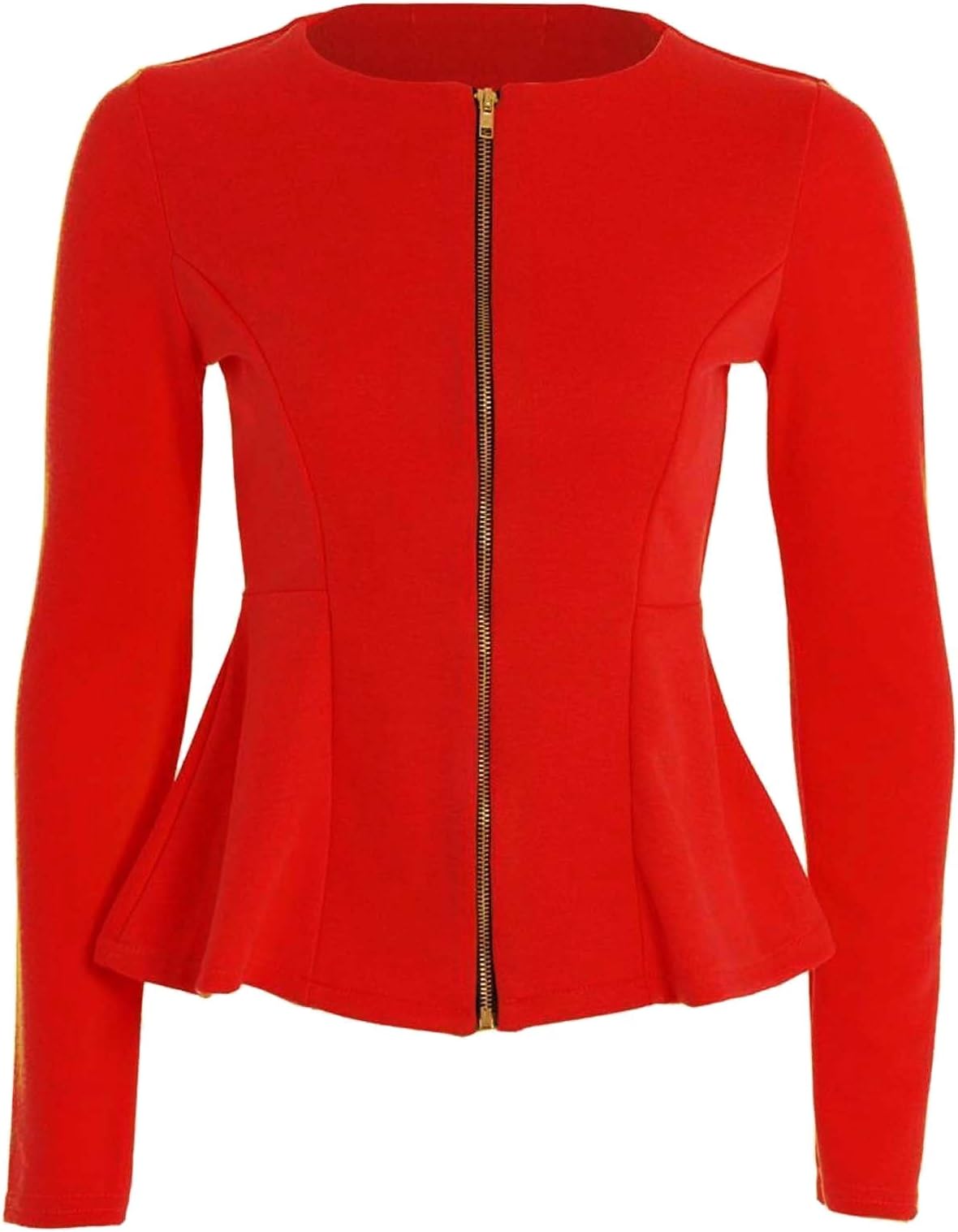 Lozana Paris Women's Ladies Frill Front Zip Slim Fit Peplum Blazer Jacket Coat Plus Size 8-26