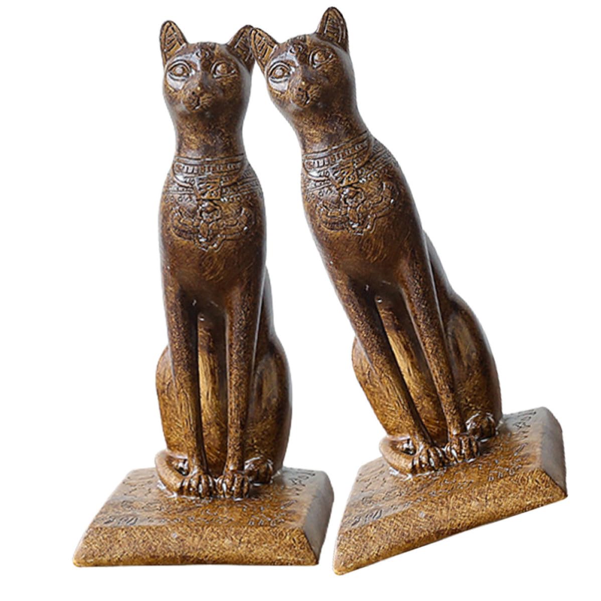 Zerodeko Fermalibri Fermalibri Decorativi a Forma di Gatto Egiziano in Resina Antiscivolo Set da 2 Accessorio Creativo per Organizzare Libri e Riviste da Scrivania per Ufficio e Casa