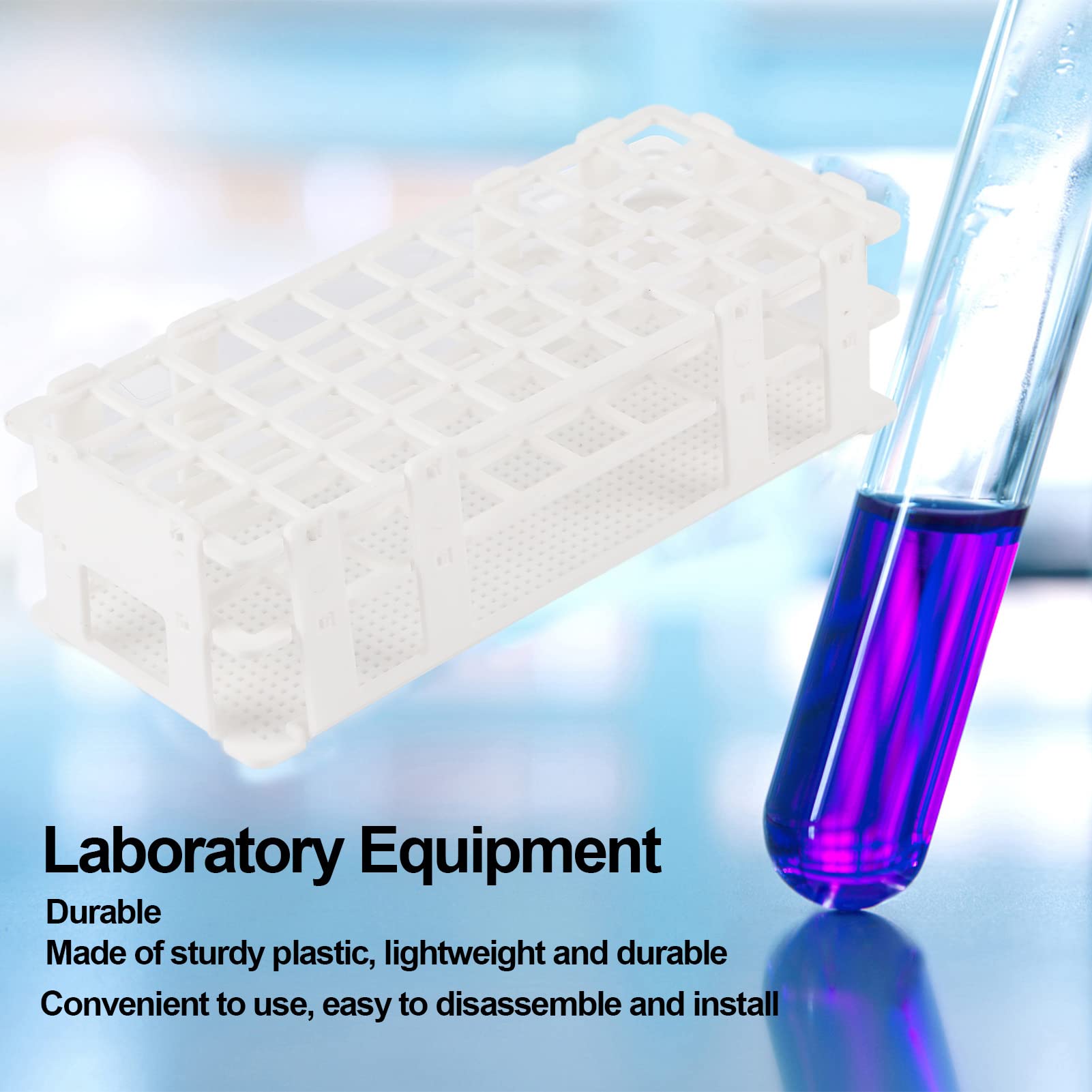 QANYEGN 5Set 40 Hole Plastic Test Tube Rack, Assembled Removable Sample Bottle Holder, Test Tube Holder Rack Stand for Laboratory