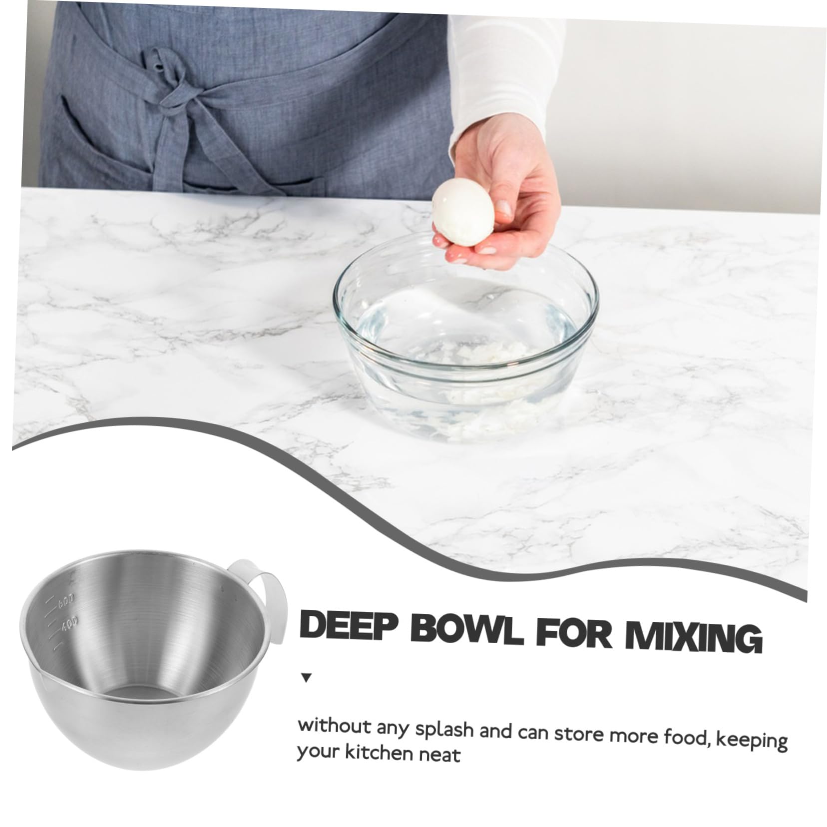 Cabilock 5 Piezas Cuenco de acero inoxidable tazón tazones de preparación cuencos nido verter el tazón de fuente para mezclar alimentos tazones de cocina para mezclar Silver