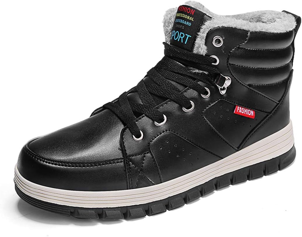 KRIMUS Mens Winter Ankle Sneaker Boots/Mens Snow Boots/High tops men/Cold wether boots/Winter Boots with Fur Lining for Outdoor(8809-black-43)
