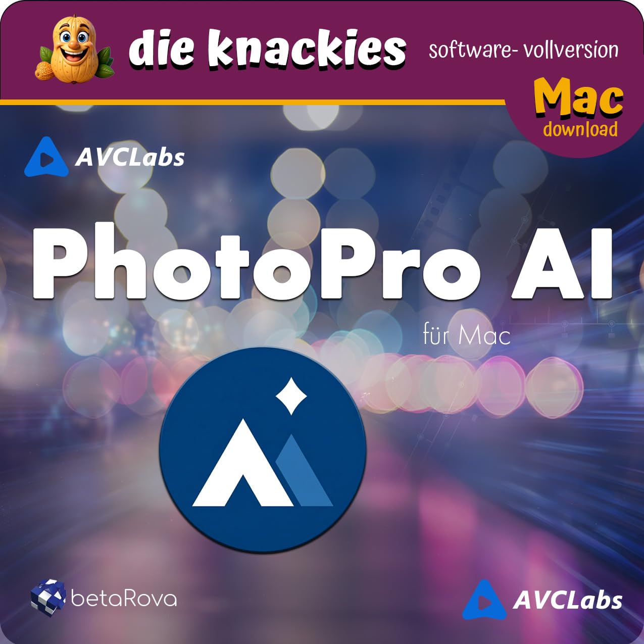die knackies - AVCLabs PhotoPro AI für Mac | All-in-One KI Fotobearbeitung & Bildverbesserung Software | AI Image Upscaler bis 4K, Objekt-Entferner, Hintergrund-Wechsler & Foto-Restaurierung