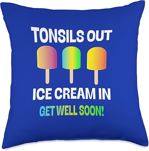 Miniatura 5 de DesignsByKelley Best Wishes Fast Recovery Gifts Amígdalas Out Ice Cream in Get Well Kids Surgery Recovery - Almohada de regalo, 16 x 16 pulgadas,