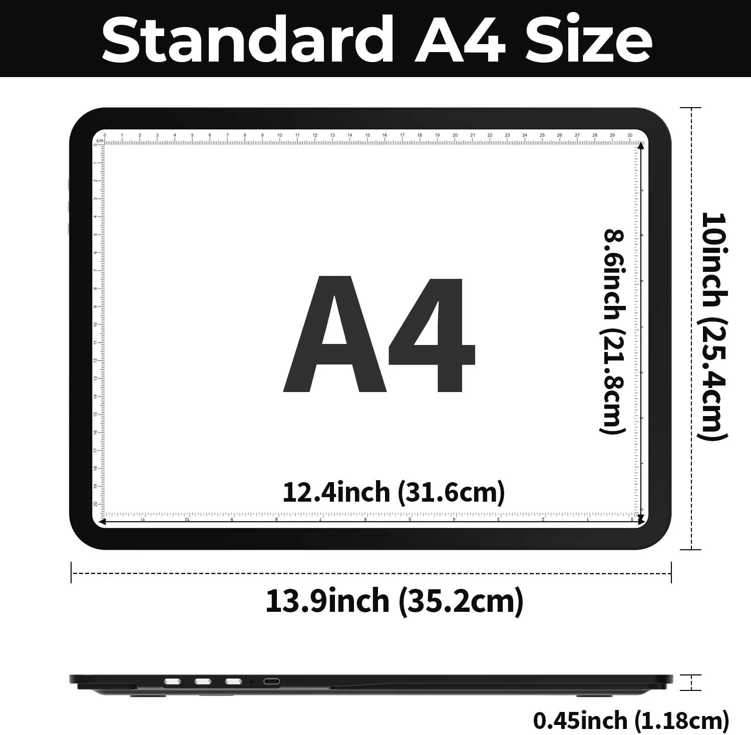 Zocelight Rechargeable A4 Light Pad with Built-in Stand & Bag,Super Bright Magnetic Light Box For Tracing,Wireless Diamond Art Light Board with Side Buttons, Light Table for Diamond Painting,Sketching