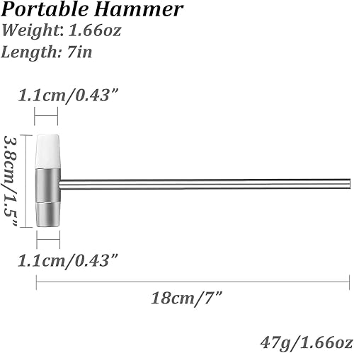 Miniatura 20 de Martillo pequeño de doble cabeza, 7-1/2 pulgadas de longitud, agarre moleteado plateado, mazo de joyería de doble cara, mini mazo para manualidades