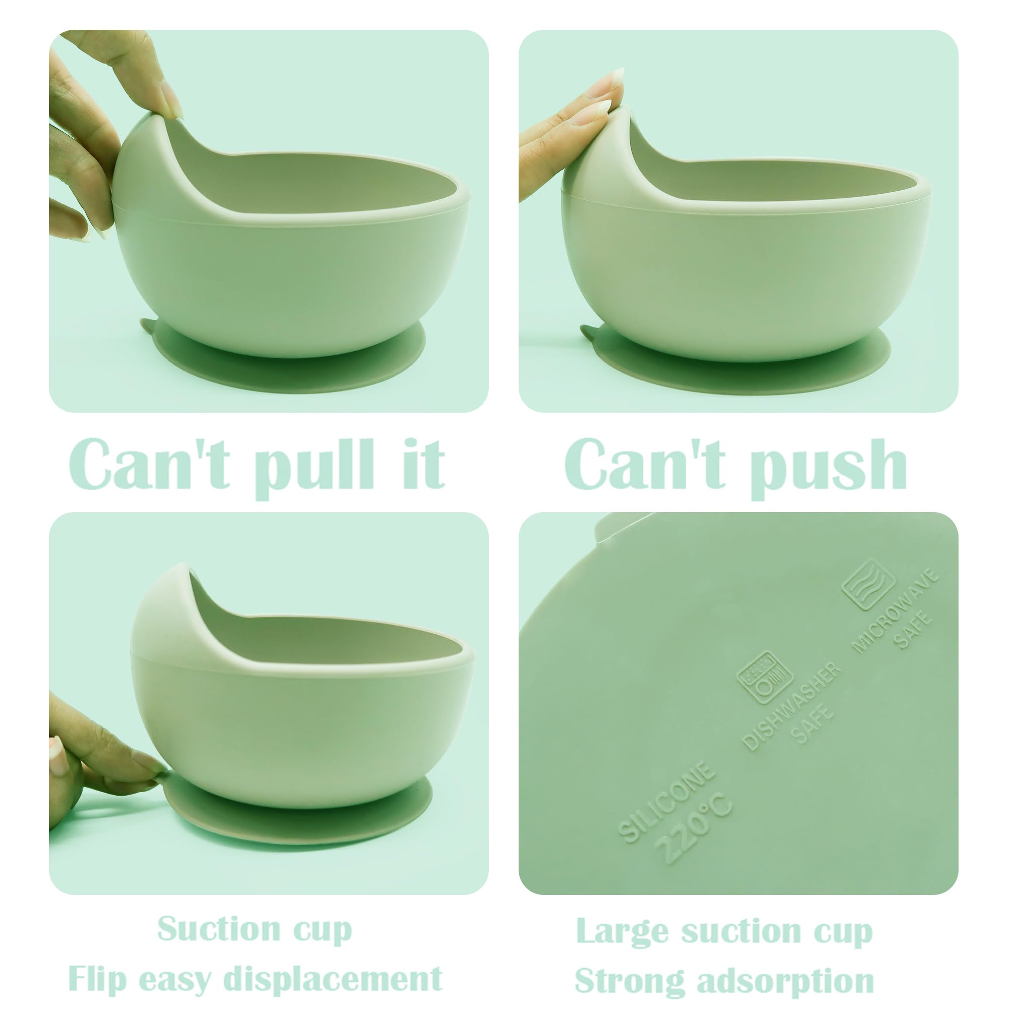 Baby Feeding Set, 8 Pack Baby Led Weaning Supplies, Suction Bowl Divided Plate - Image 3