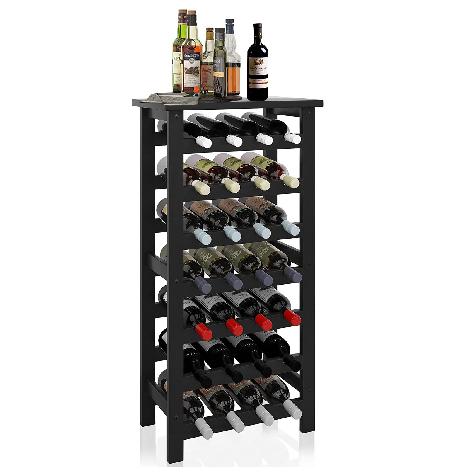 Buy 28Bottle Wine Rack Free Standing Floor, 7Tier Display Wine