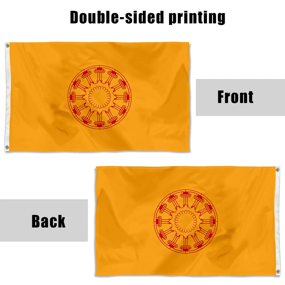 Dharmacakra Flagge Thailand | Buddhistische Flagge 90x150 Cm | Aus Wetterfestem Polyester, Made In Germany