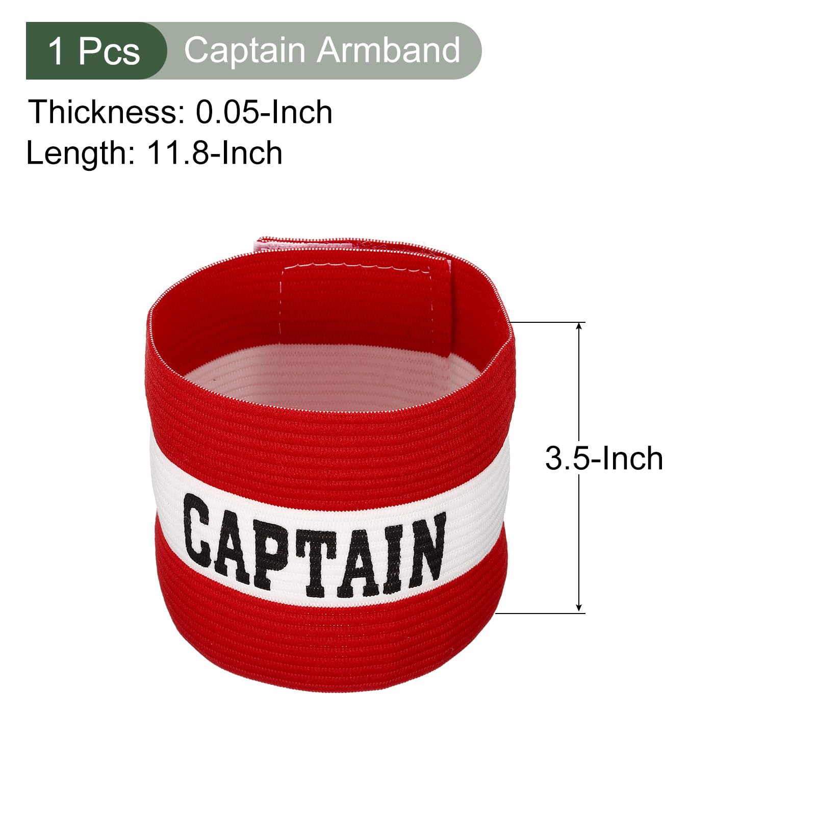 YOKIVE Captain Armband, Nylon Protective Arm Badge, Adjustable Flexibility, Great for Team Training, Competitions (Red, 11.8 x 3.5 Inch)