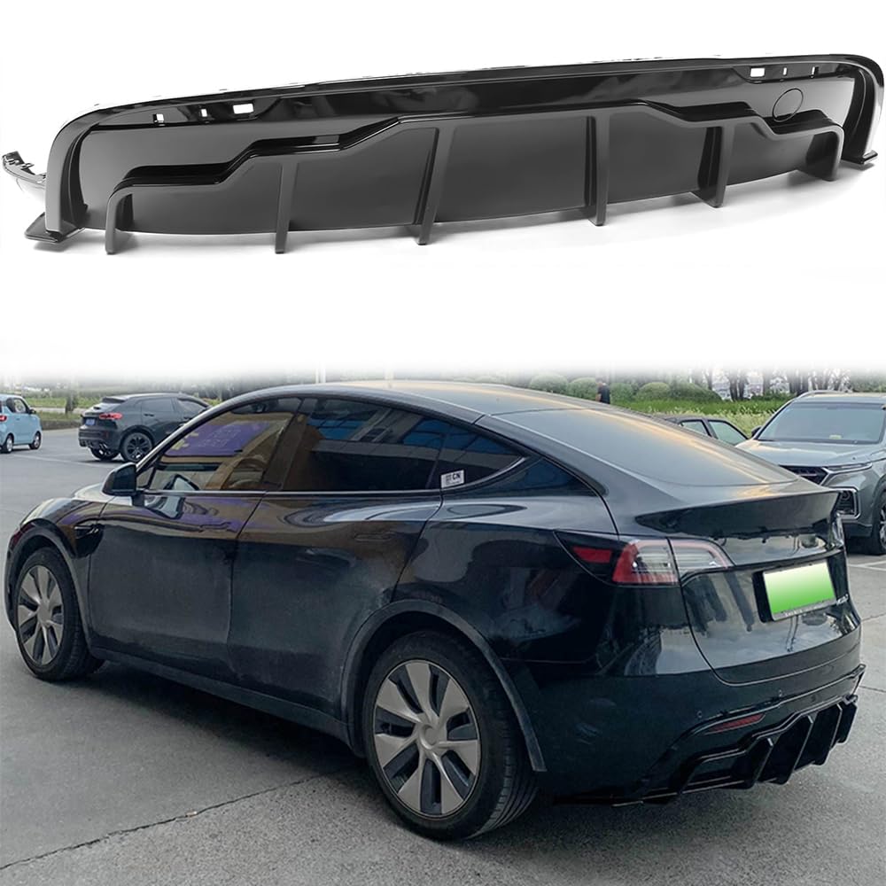 Ombialo Rear Bumper Diffuser Lip Compatible with Tesla Model Y 2020-2024 3PCS Rear Bumper Molding Lower Lip Splitter Spoiler Exterior Replacement