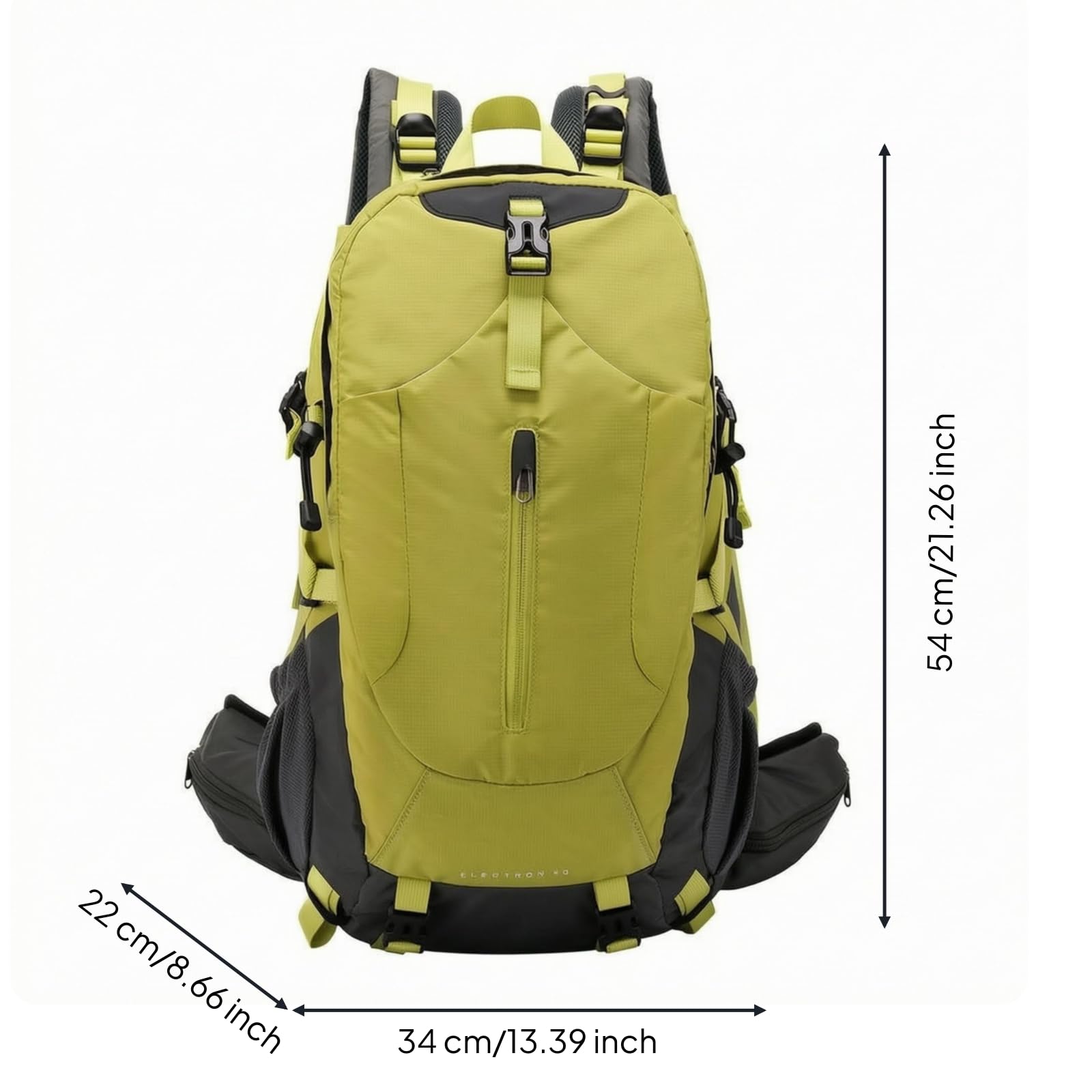 Zaino da Escursionismo Zaino da Trekking Zaino da Viaggio Zaino Sportivo in Nylon E Poliestere con Spallacci Imbottiti Cinturino Sternale E Tasca con, Verde, Verde