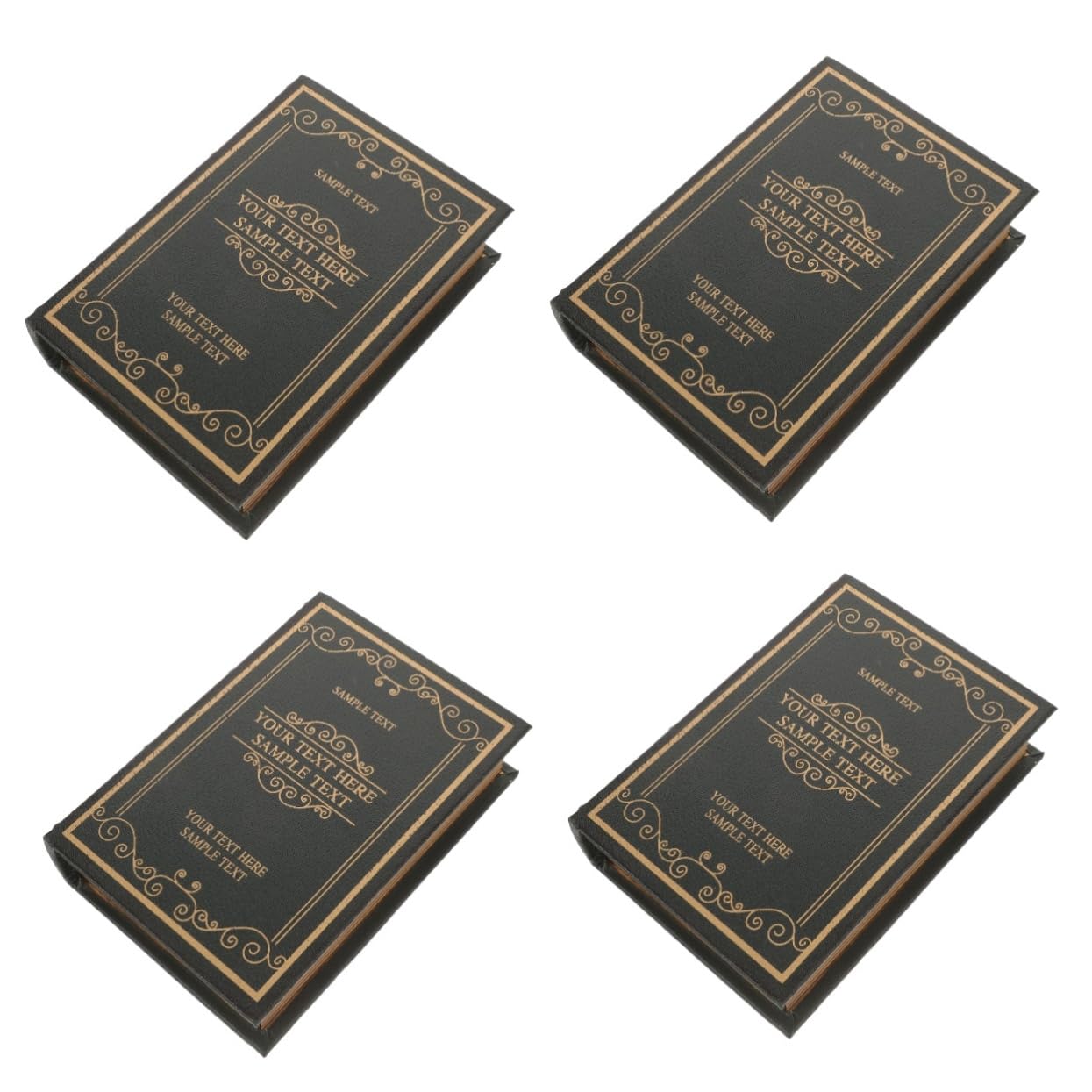 Boîte de rangement livre ancien en bois ciselé décor bibliothèque raffiné de taille moyen