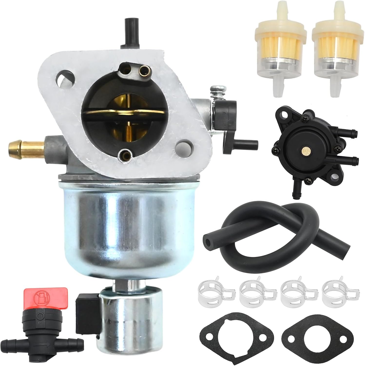 Carburetor Kit with Fuel Pump for John Deere X300 X300R X304 Tractor, Fits Kawasaki FS541V 15HP Engine, Replaces 15004-0818 15004-0827 MIA10591