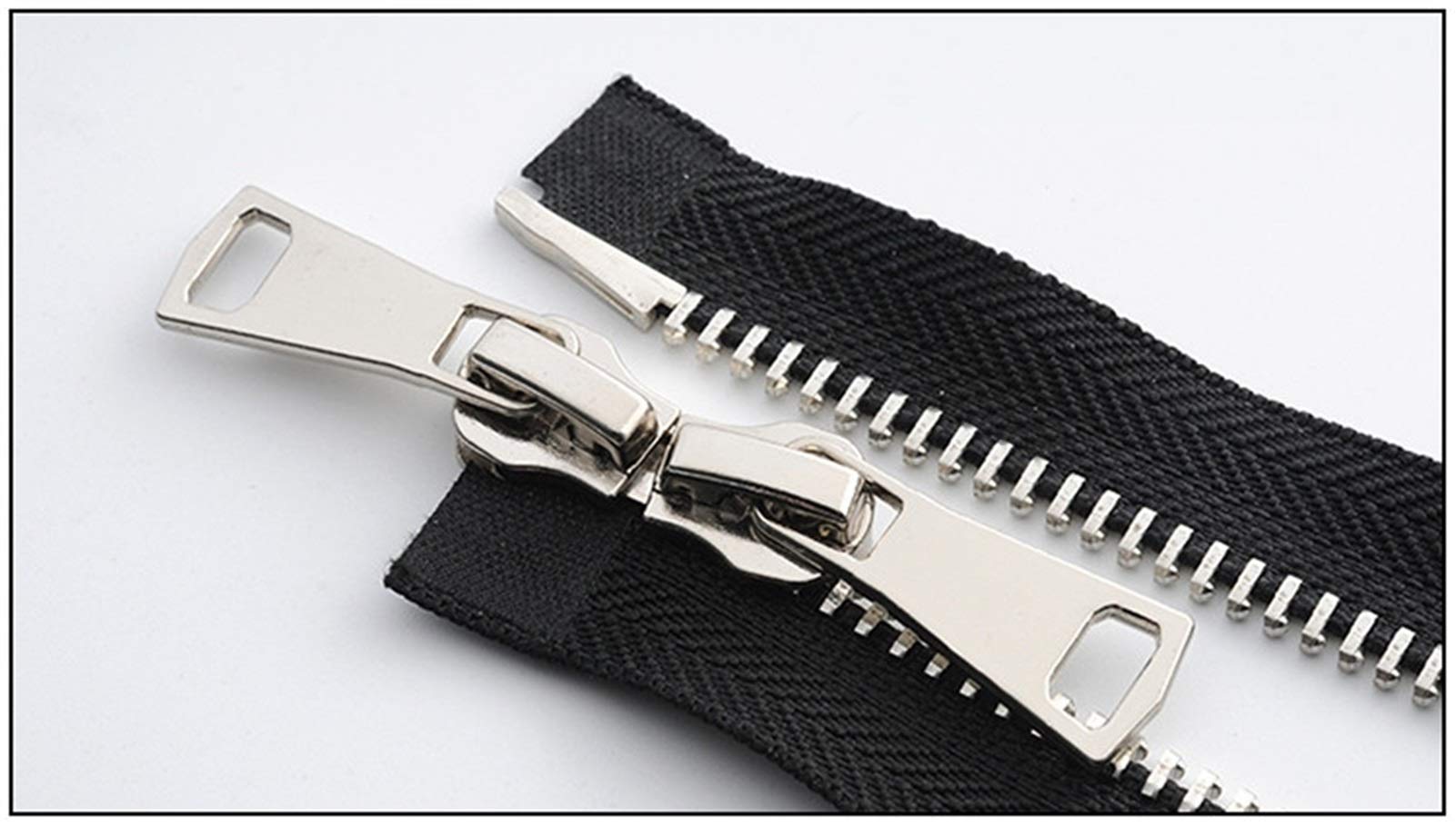 Cremallera para Bolsos, Cremalleras 8# Cremalleras metálicas de Doble Deslizador de Metal, Cremallera de Extremo Abierto ecológica,(80cm)