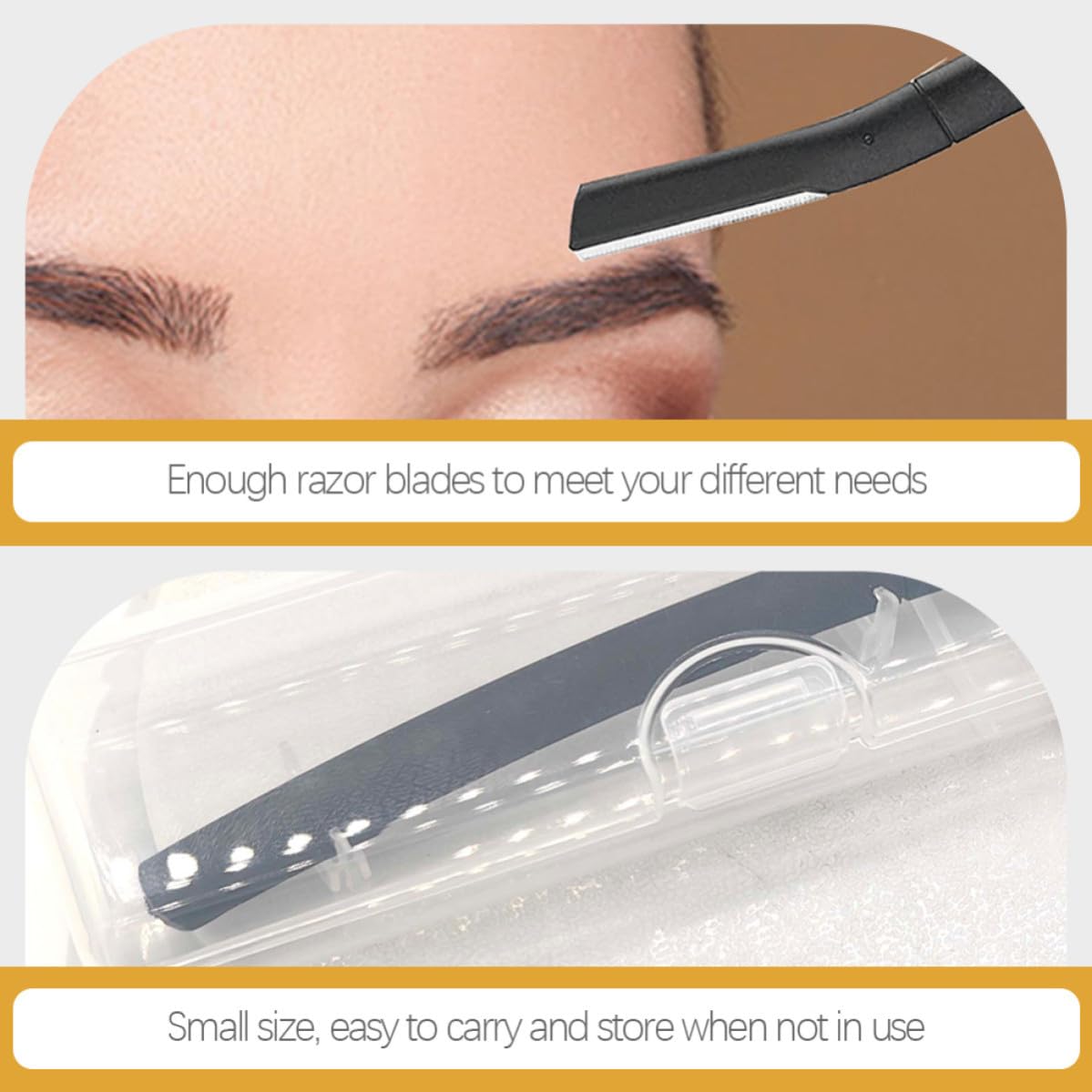 Black Eyebrow Razor and Storage Case with Replaceable Blades