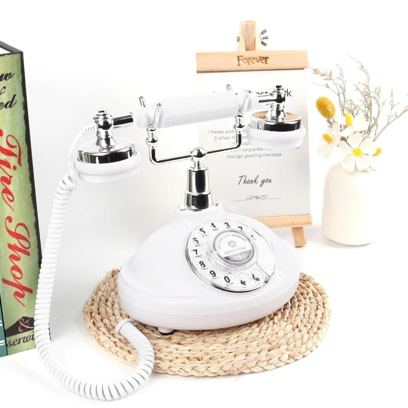 Livre d'or audio de mariage rétro blanc avec cadran rotatif et carte SD 8 Go