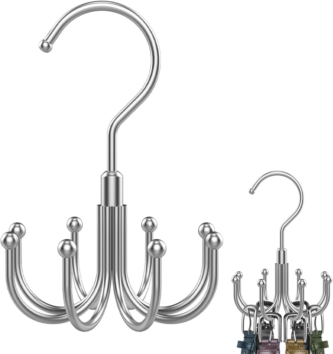 Belt Hanger, Belt Rack Closet Accessories Organizer, Maximum 24 Storage Capacity, Hanging Holder Storage Hook for Belt, Bra, Tank Top, Tie, Scarf, Purse