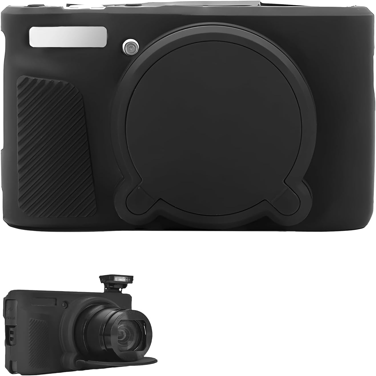 SX730 SX740 HS Camera Case for Canon Silicone PowerShot Anti-Scratch Soft Slim Fit Ultra-Thin Lightweight Protective Full Pritection with Removable Lens Cover Accessories(Black)