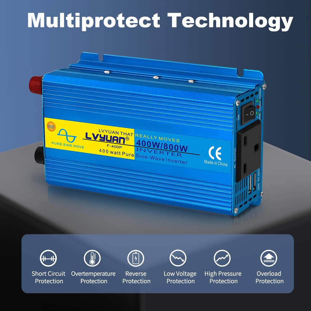 LVYUAN 400W/800W Pure Sine Wave Power Inverter DC 12V to LVYUAN 400W/800W Pure Sine Wave Power Inverter DC 12V to