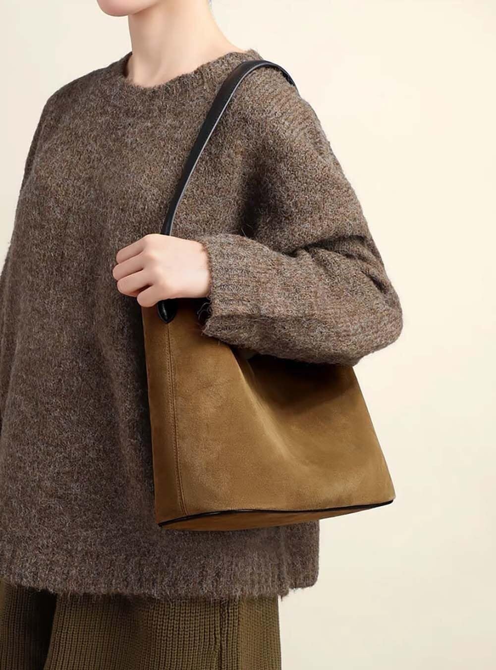 [KAXCOPI] レディースバッグ スエードクロスボディバッグ レトロ大容量ハンドバッグ レトロトランプショルダーバッグ、