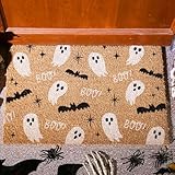 Ceenna Halloween Doormat Coir Ghost Welcome Doormat Funny Halloween Boo Bat Door Mat with Anti-Slip Rubber Non Slip Floor Mat for Indoor Front Door Entrance Decor, 16 x 28 Inch(Amusing)