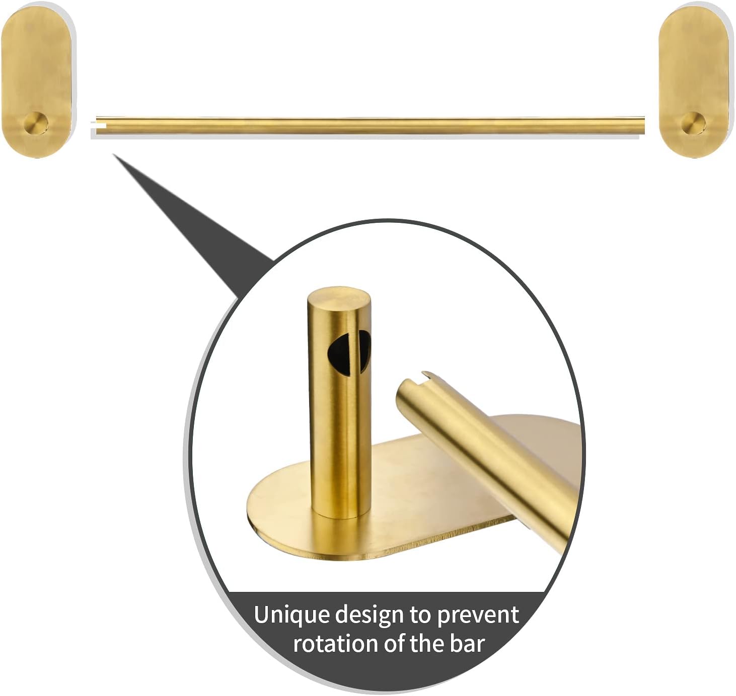 HouseAid 5-Piece Self Adhesive Towel Holder Set for Bathroom, Adhesive Bathroom Hardware Accessories Including Towel Ring, Toilet Paper Holder, 18” Towel Bar and 2 Towel Hooks, Brushed Gold