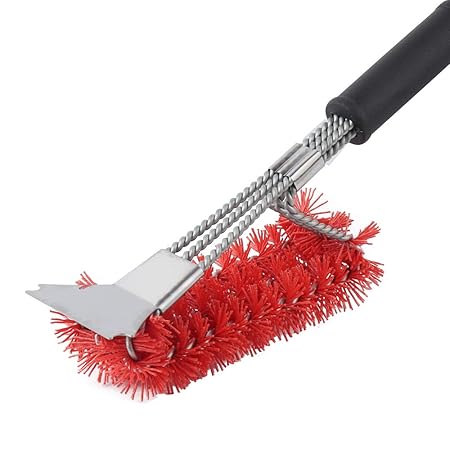 TLOG Nylon Grill Brush, 3 in 1 Grill Brush and Scraper, Best Nylon Bristle Brushes, 18